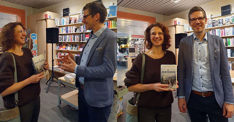 Sonja Schöntauf mit dem Buchautor Titus Müller und seinem Buch »Die Dolmetscherin«